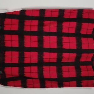 Talbots Wool Blend Red And Black Buffalo Plaid Tartan Print Midi Skirt Sz 14